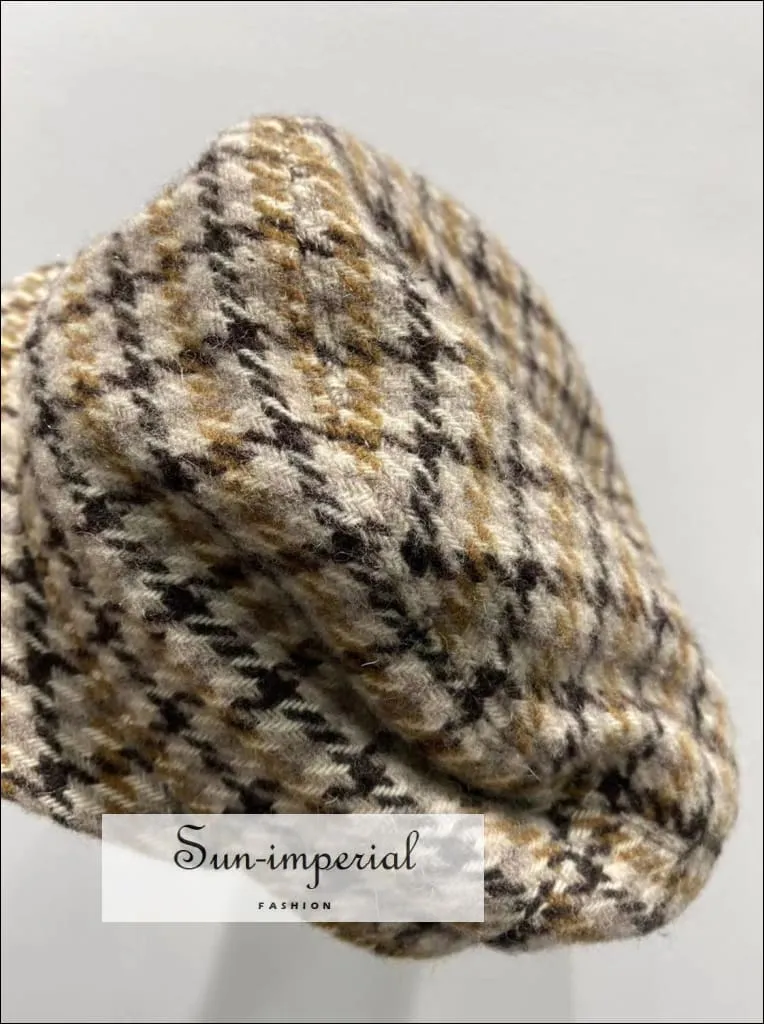 100% Wool Women Casual Plaid Casket Hat