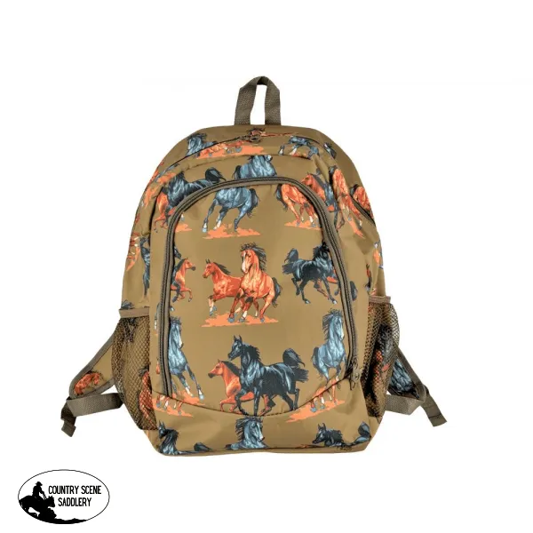 12" Backpack with running horses design.