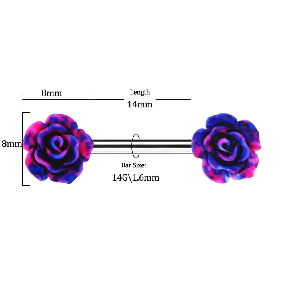 14G 316L Stainless Steel Rose Nipple Ring