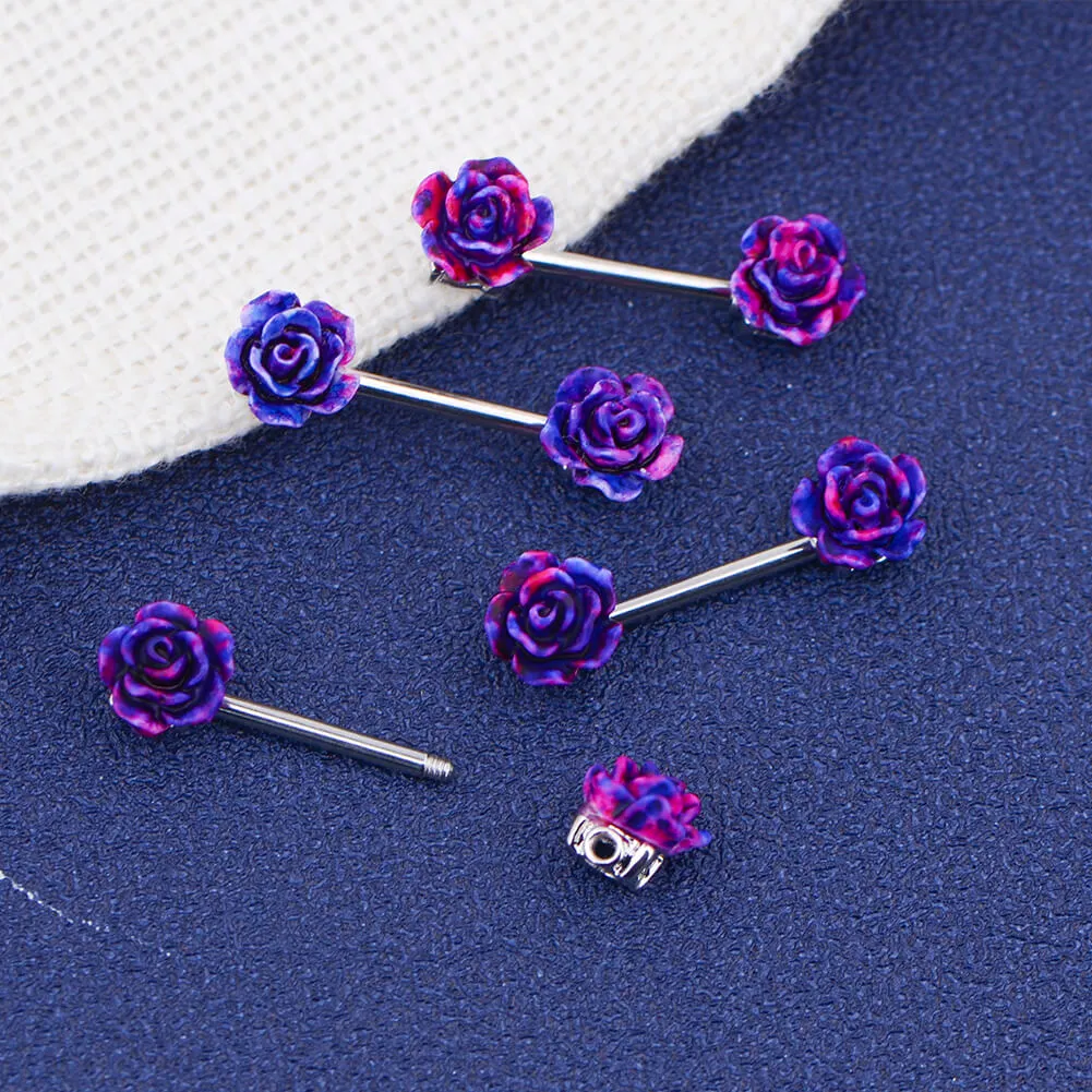 14G 316L Stainless Steel Rose Nipple Ring