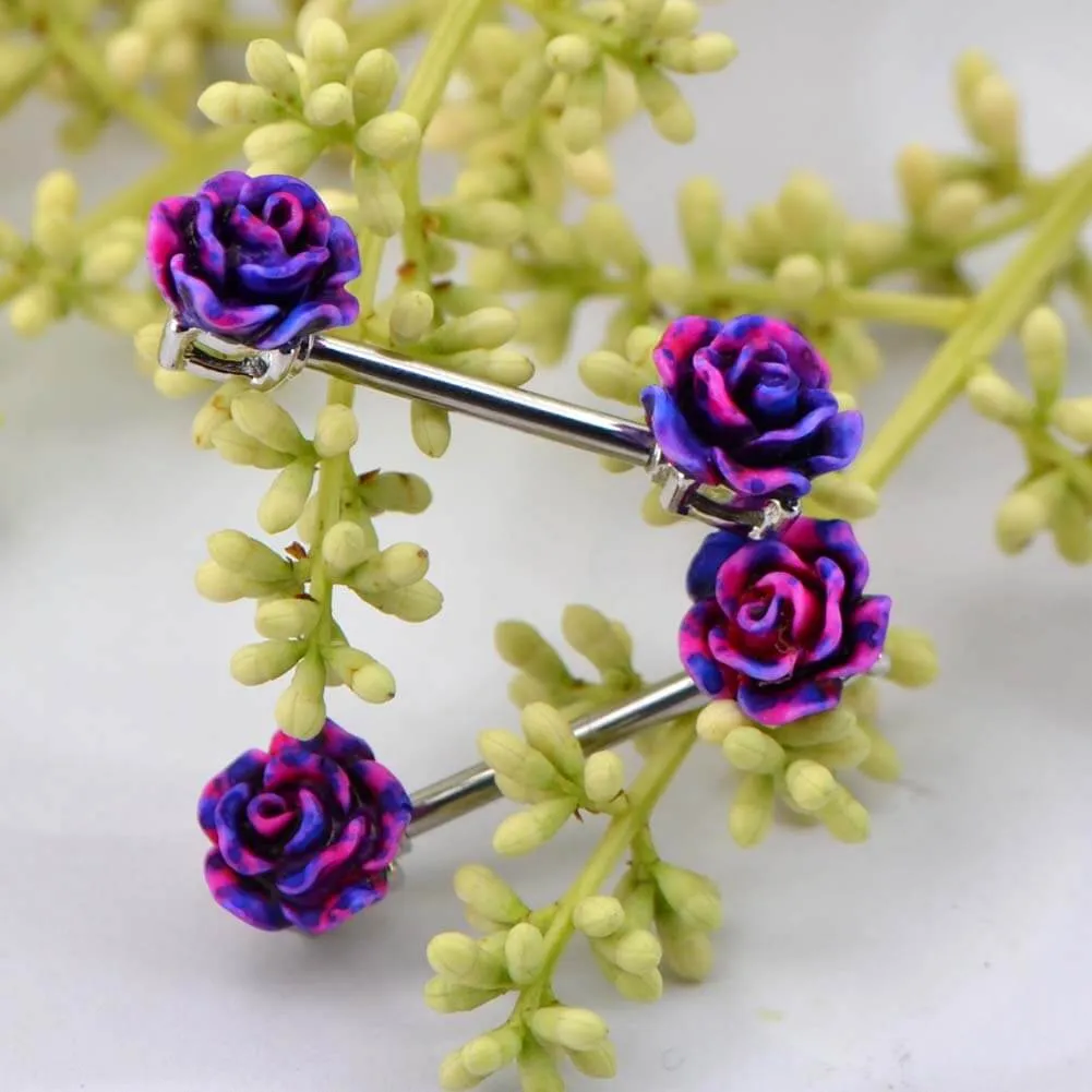 14G 316L Stainless Steel Rose Nipple Ring