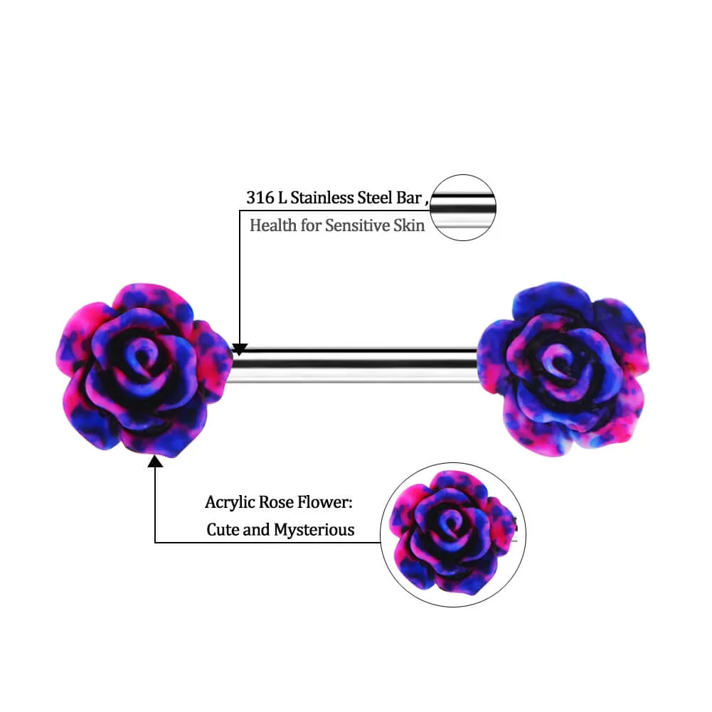 14G 316L Stainless Steel Rose Nipple Ring