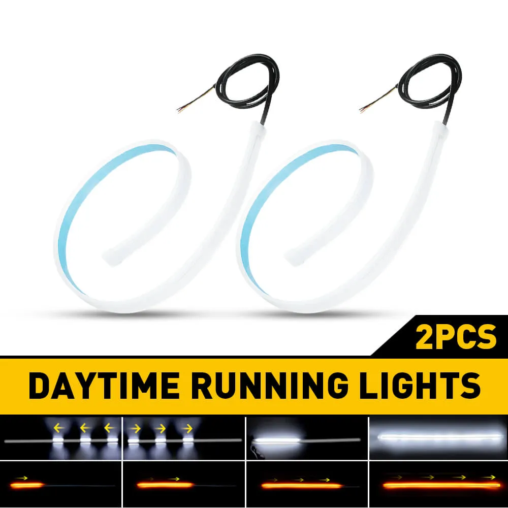 60cm Universal Flexible LED Daytime Running Lights Turn Signal Strips for Headlight