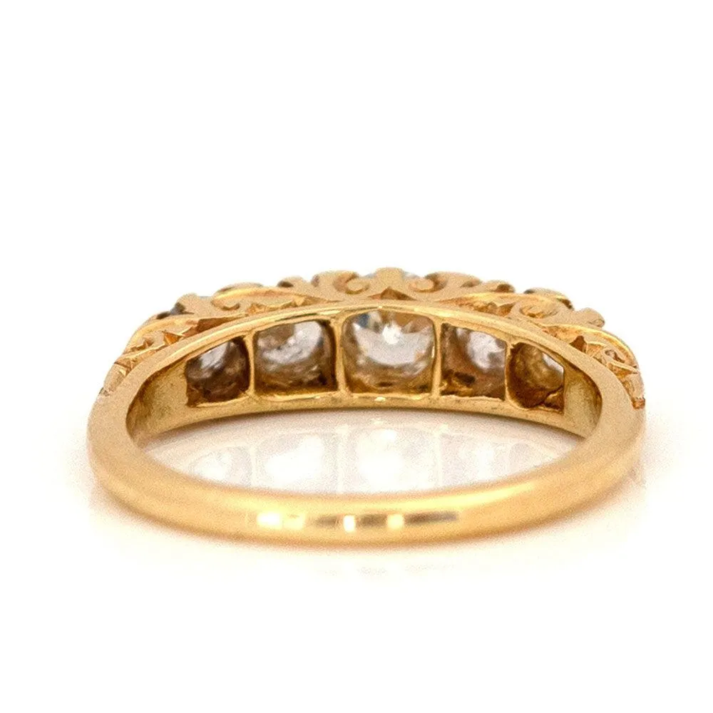 Antique Victorian 1.33ct Five Stone Diamond 18ct Gold Ring