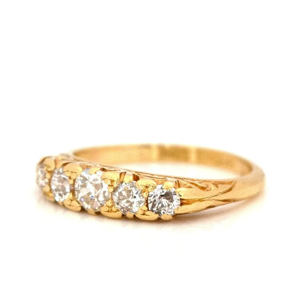 Antique Victorian 1.33ct Five Stone Diamond 18ct Gold Ring