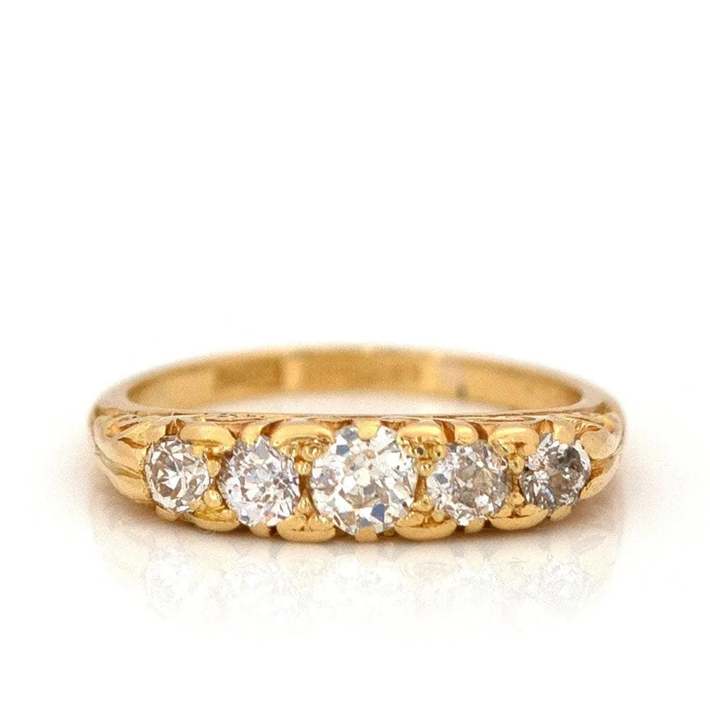 Antique Victorian 1.33ct Five Stone Diamond 18ct Gold Ring