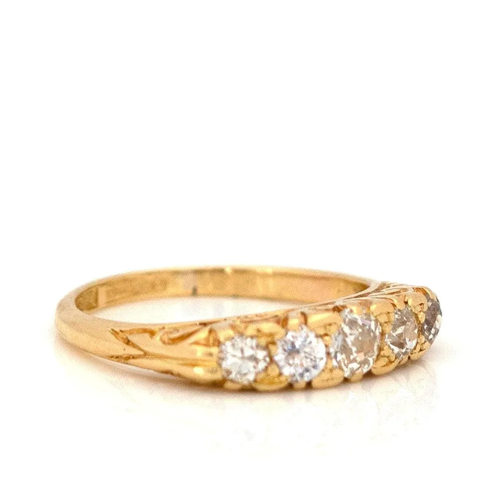 Antique Victorian 1.33ct Five Stone Diamond 18ct Gold Ring