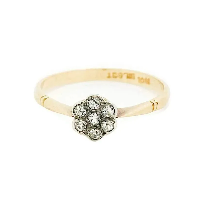 Antique Victorian Diamond Daisy 18ct Gold Ring