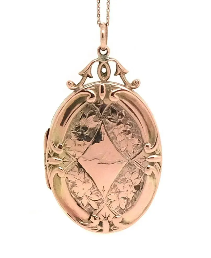 Antique Victorian Ornate 9ct Rose Gold Locket