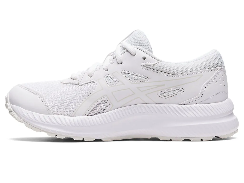 ASICS JUNIOR CONTEND-8 TRIPLE WHITE RUNNING SHOE