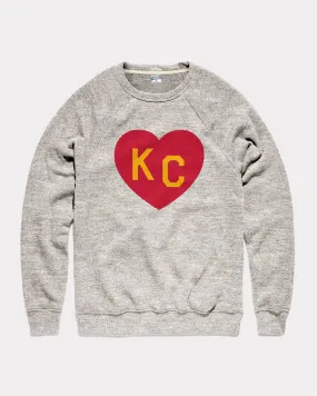 Athletic Grey & Red KC Heart Crewneck