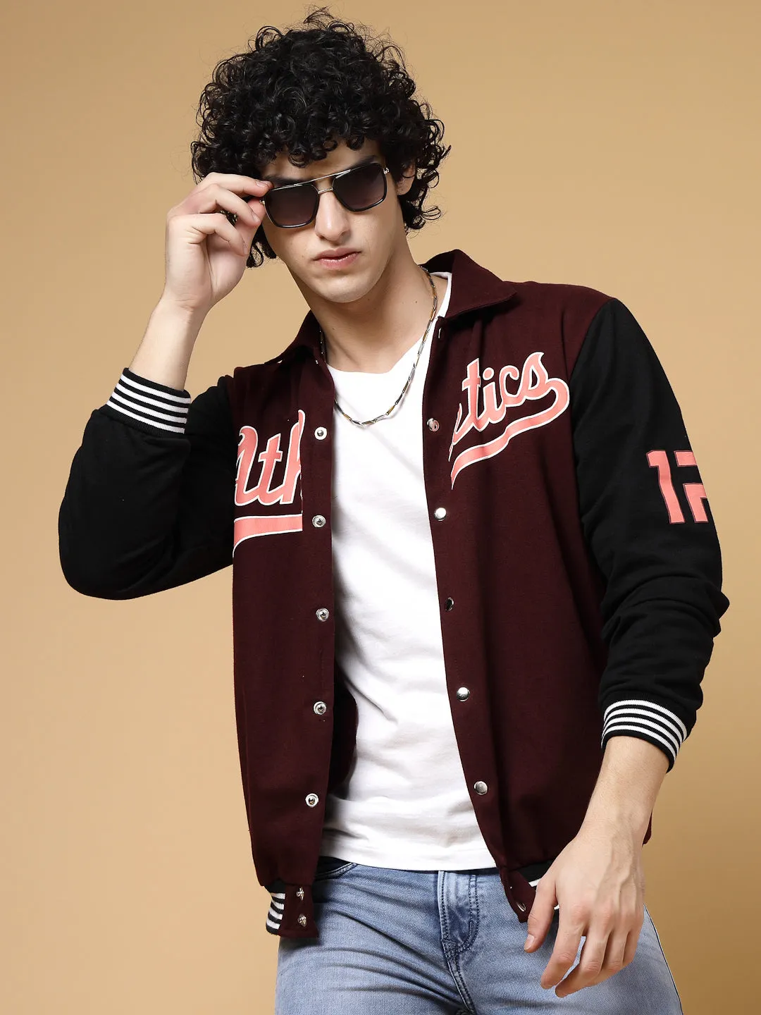 Athletic Puff Printed Varsity Jacket