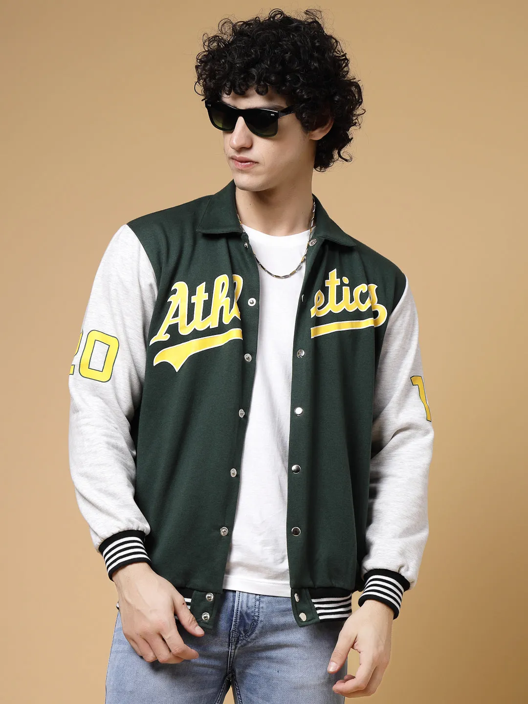 Athletic Puff Printed Varsity Jacket