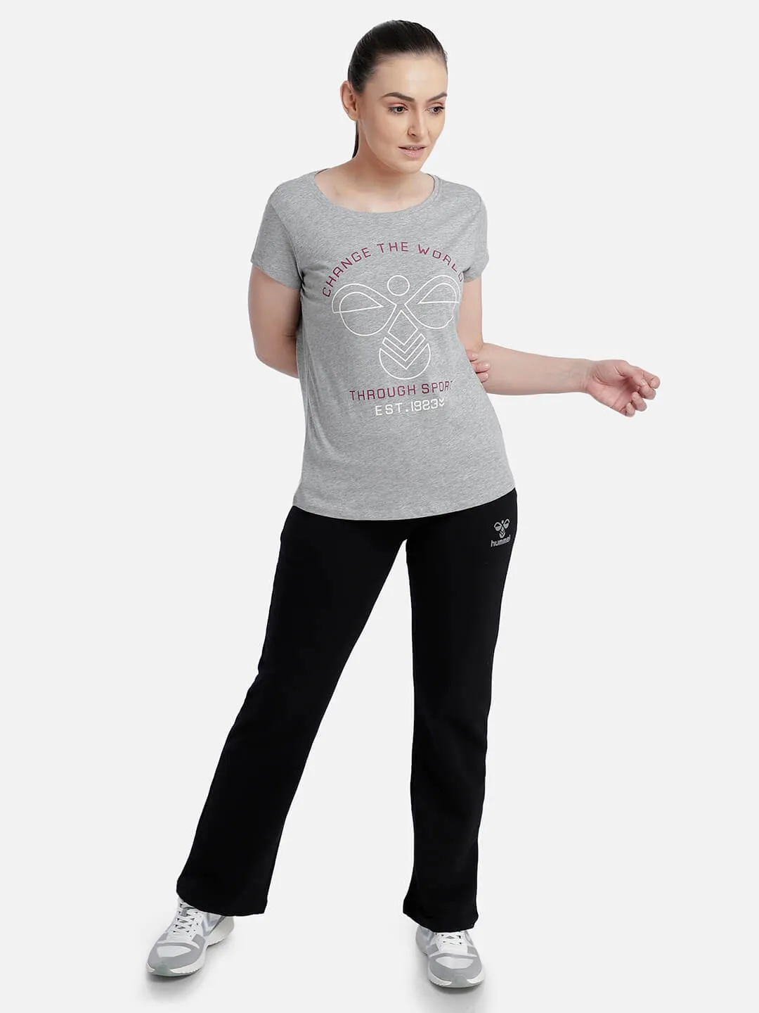 Aubree Women Cotton Grey T-Shirt