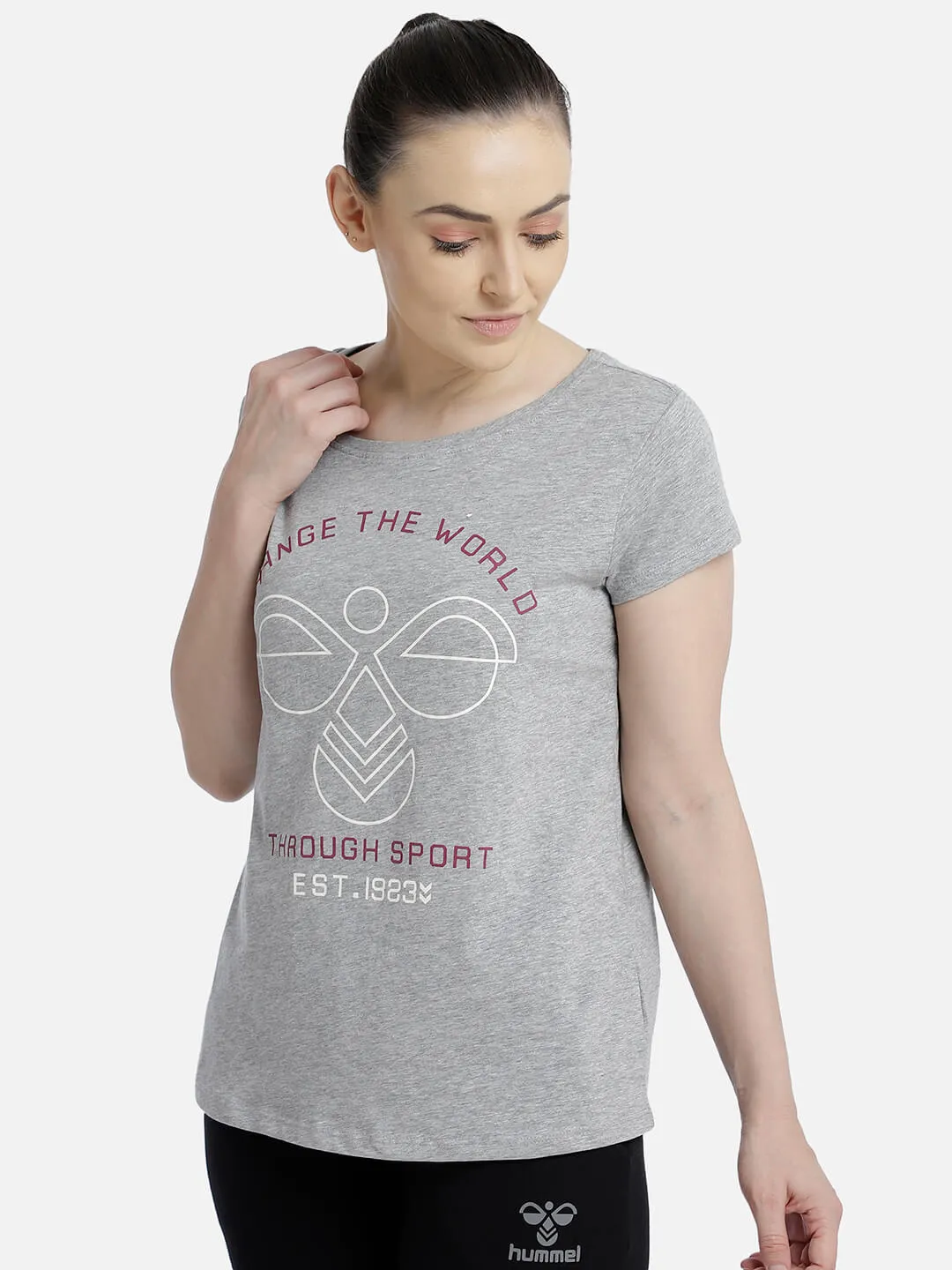 Aubree Women Cotton Grey T-Shirt