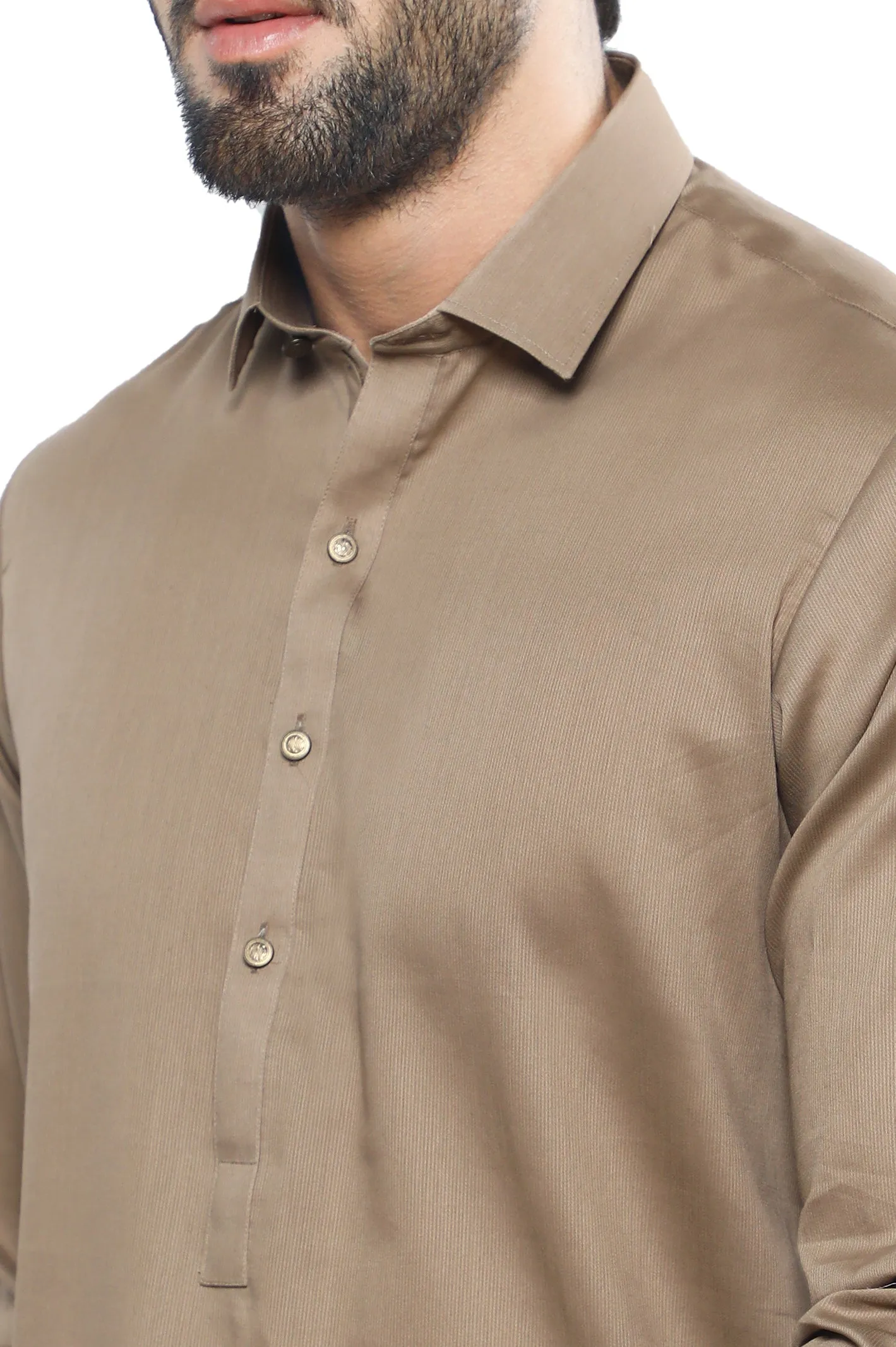 Beige Cotton Shalwar Kameez