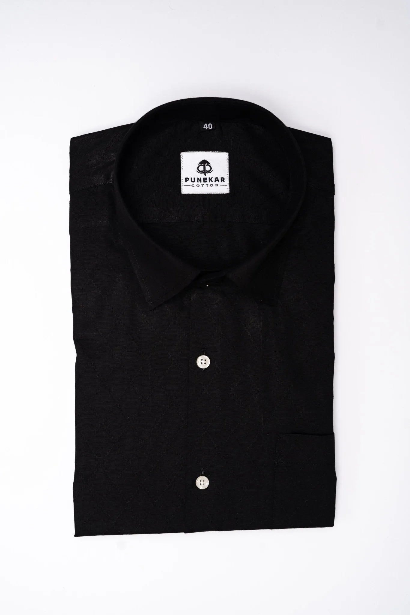 Black Color Embroidery Cotton Shirt For Men