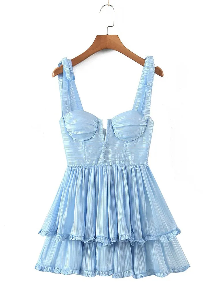 Blooming Jasmine Ruffle Chiffon Mini Dress