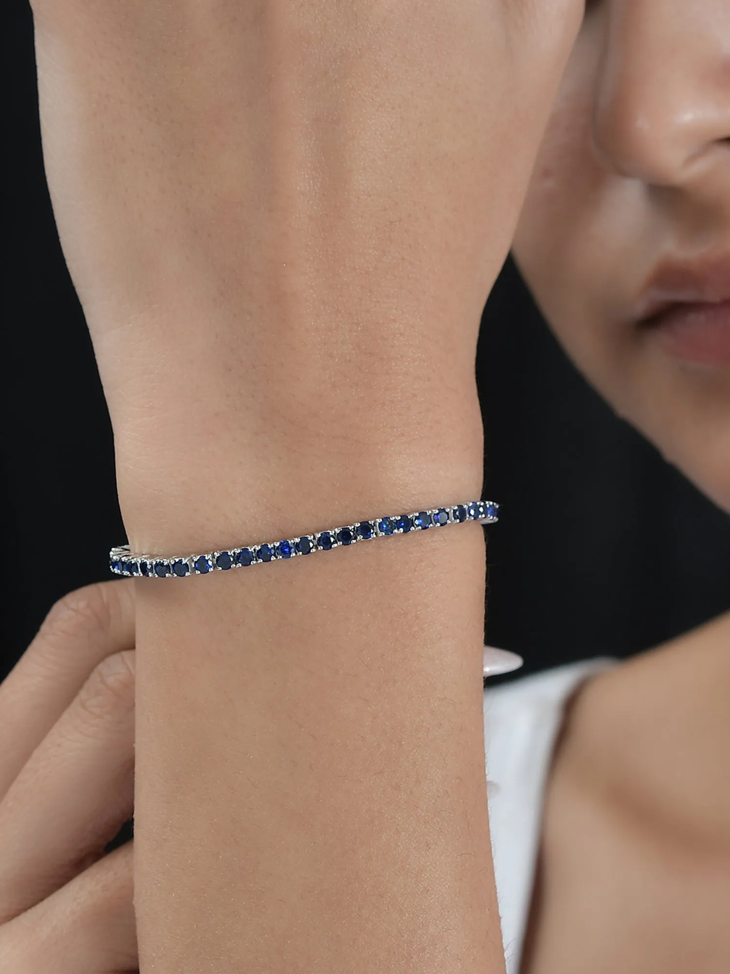 Blue Sapphire Tennis Bracelet For Women