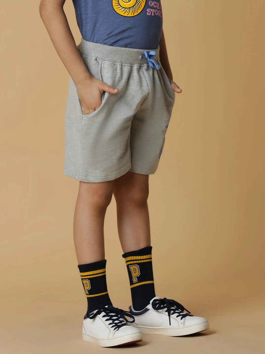 Boys Grey Cotton Shorts