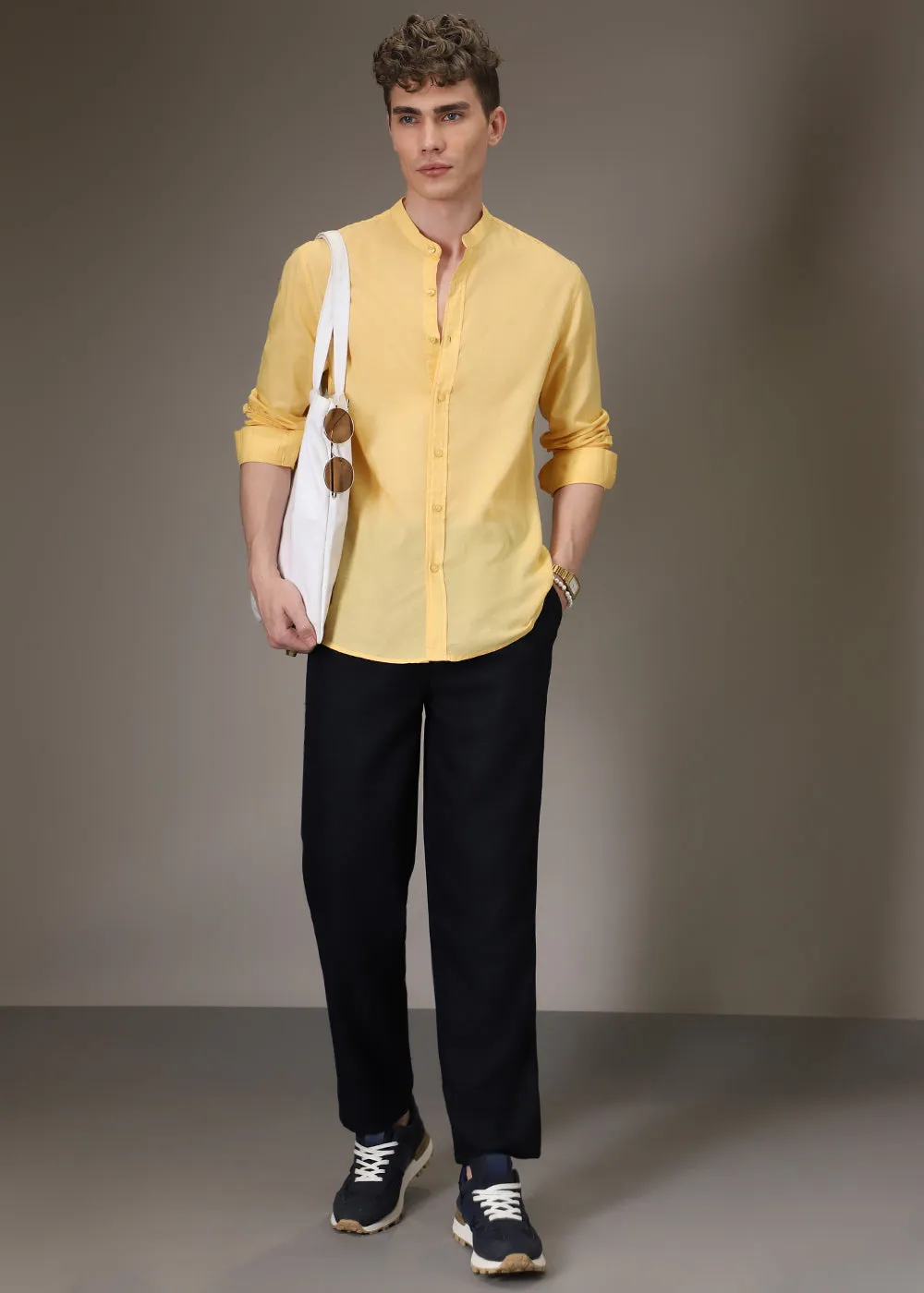 Bright Yellow Cotton Shirt