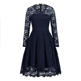 Button Front Lace Sleeve Dress