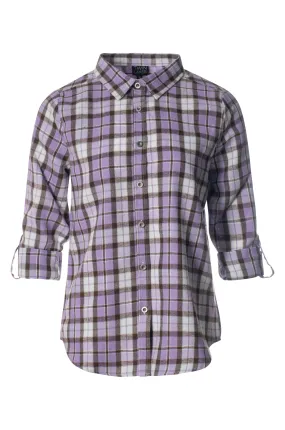 Casual Brushed Check Shirt | Lilac Ivory Check | 6351ZZ