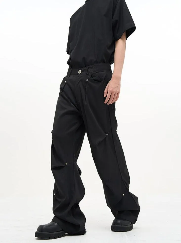 Casual Buttoned Pleats Pants