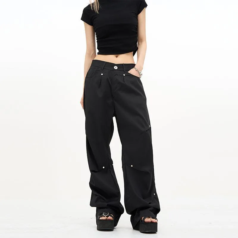 Casual Buttoned Pleats Pants