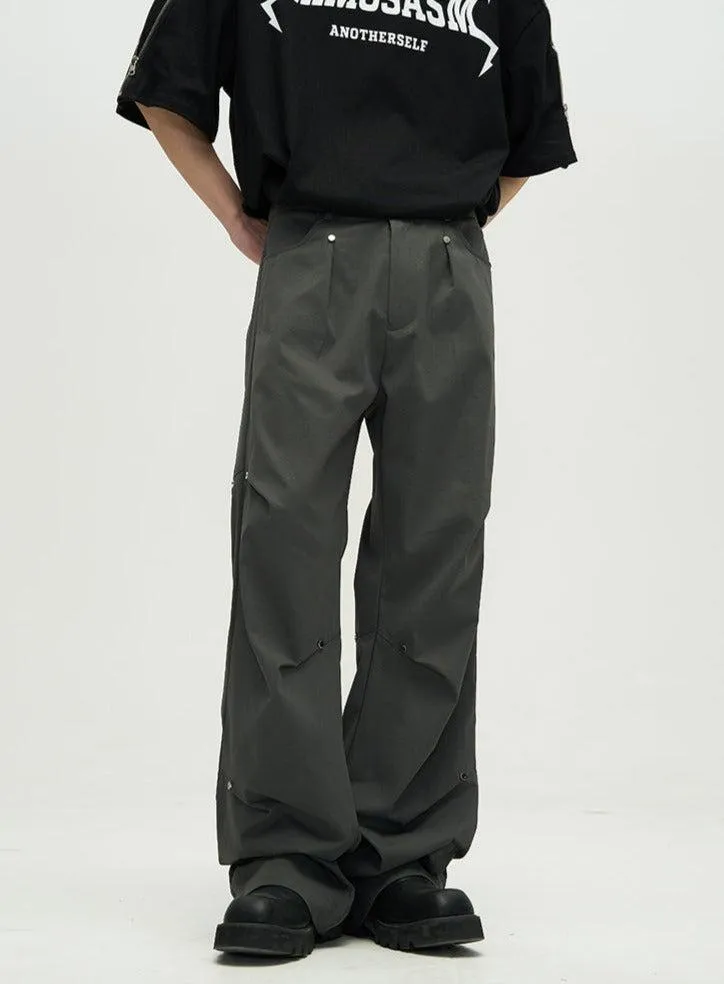 Casual Buttoned Pleats Pants