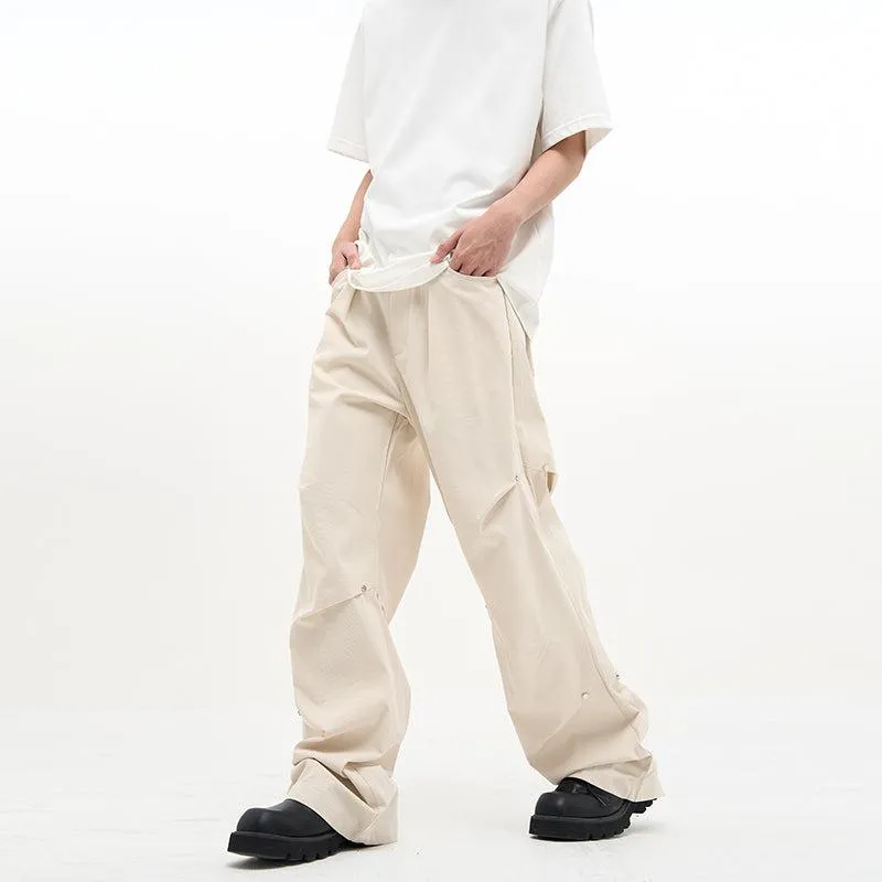 Casual Buttoned Pleats Pants