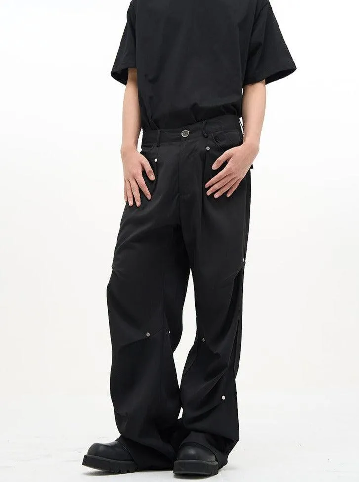 Casual Buttoned Pleats Pants