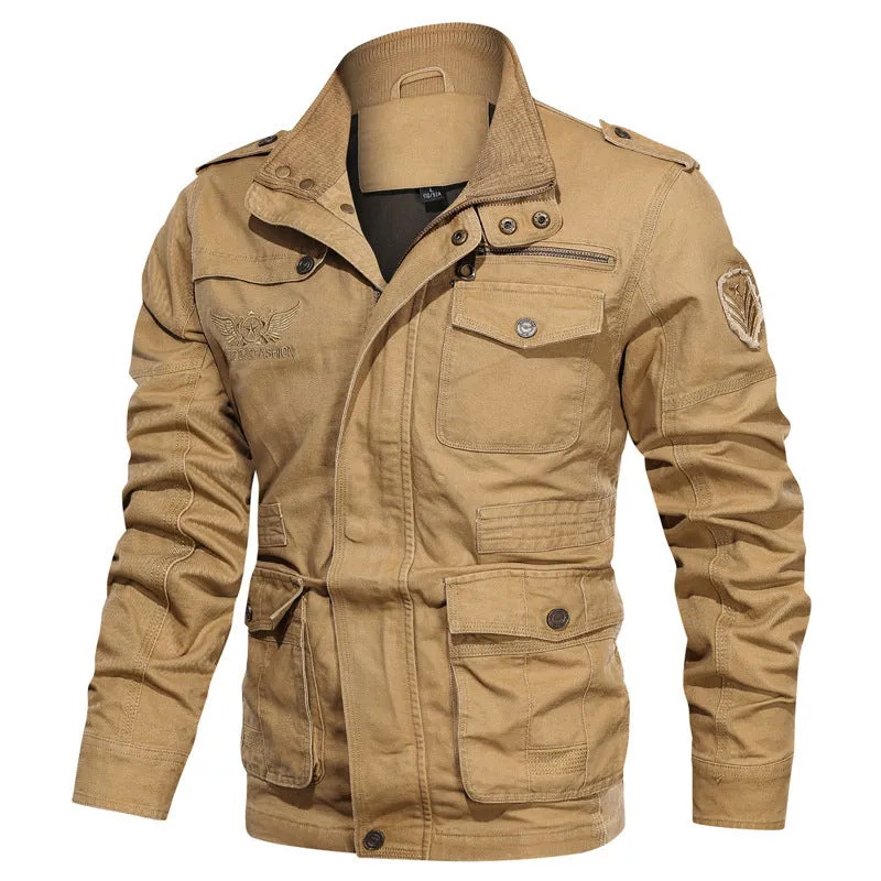 Casual Cotton Wash Solid Color Men Jacket