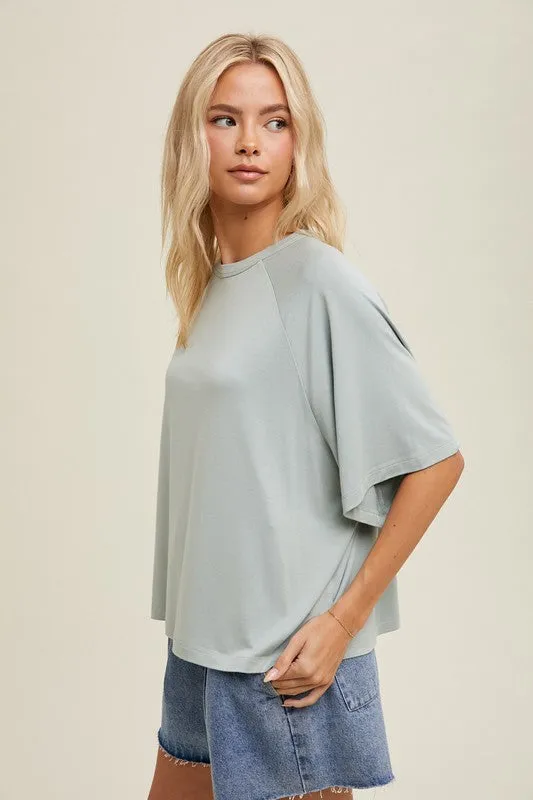 Casual Happiness Sage Boxy Top