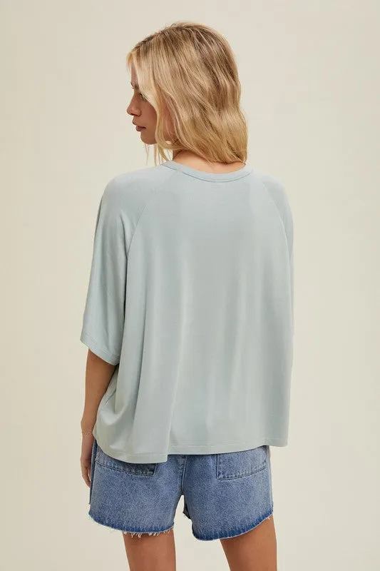 Casual Happiness Sage Boxy Top