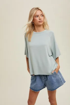 Casual Happiness Sage Boxy Top