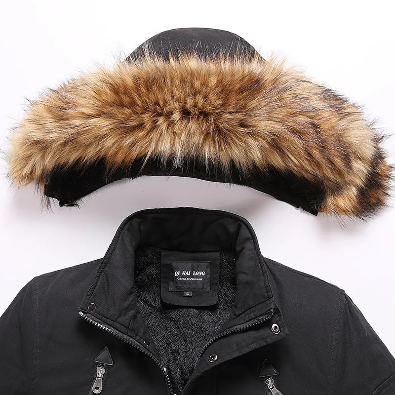 Casual Long Fur Collar Thick Men's Jacket