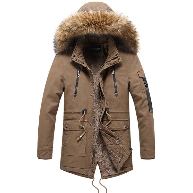 Casual Long Fur Collar Thick Men's Jacket