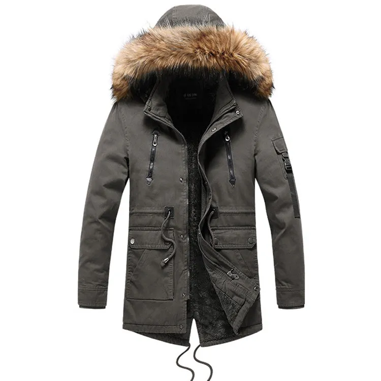 Casual Long Fur Collar Thick Men's Jacket