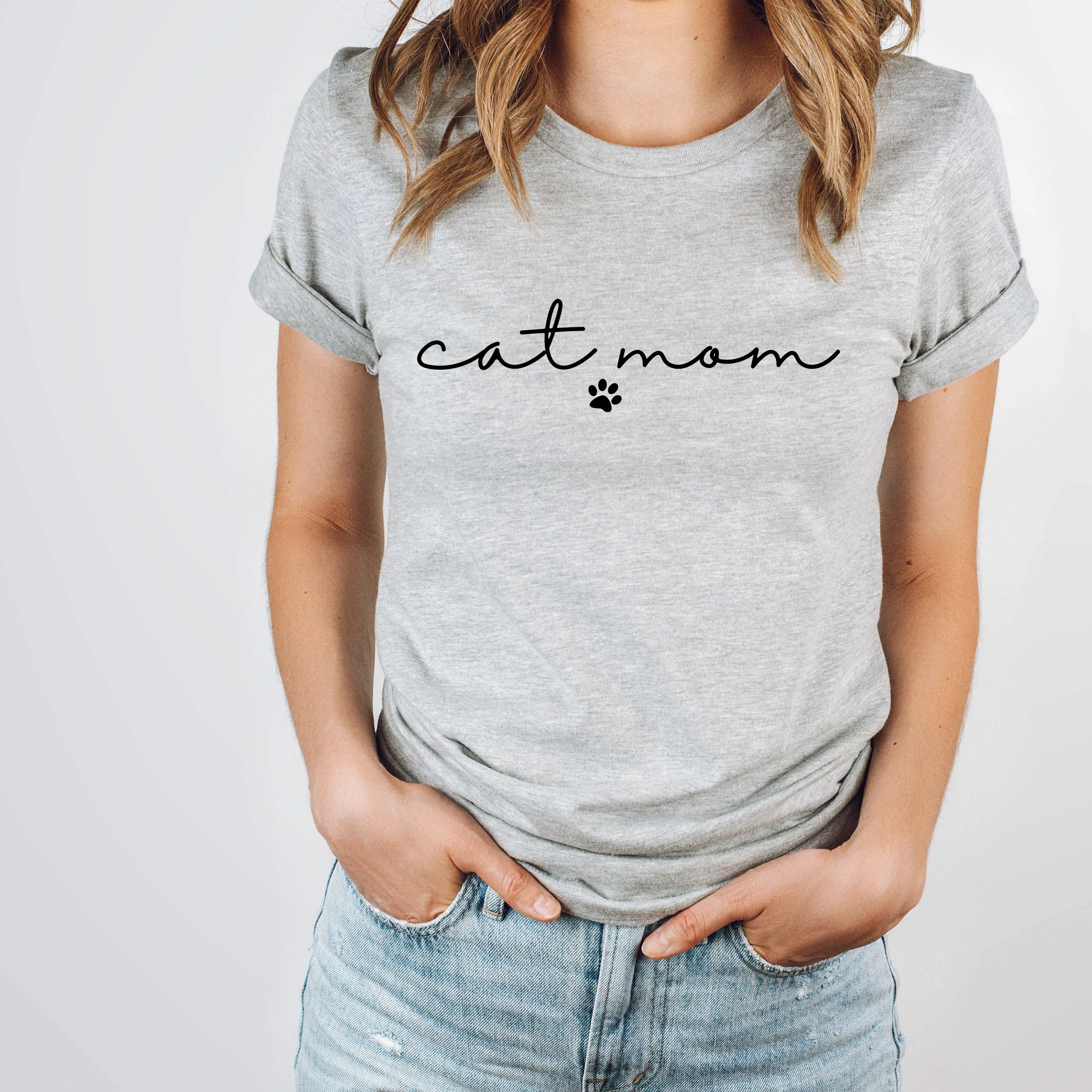 Cat Mom - athletic gray