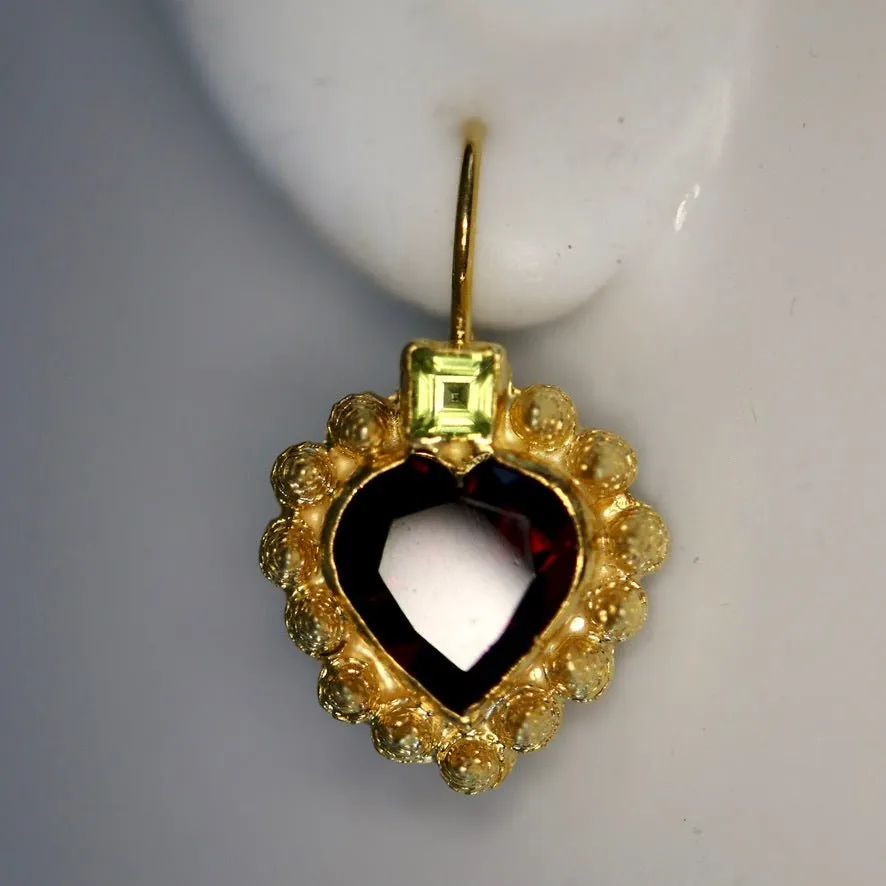 Catherine Earnshaw 14k Gold, Garnet and Peridot Earrings