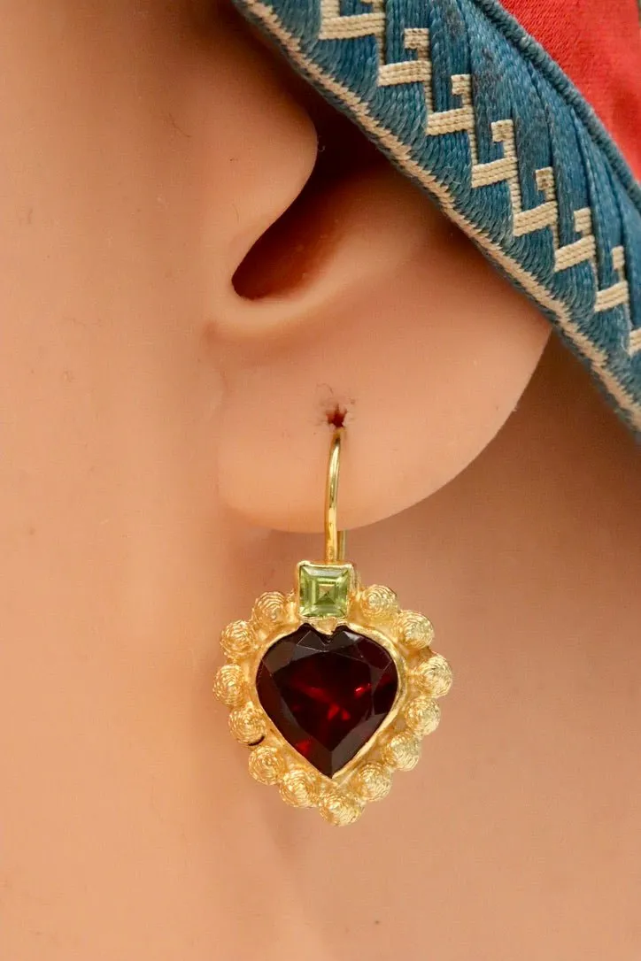 Catherine Earnshaw 14k Gold, Garnet and Peridot Earrings