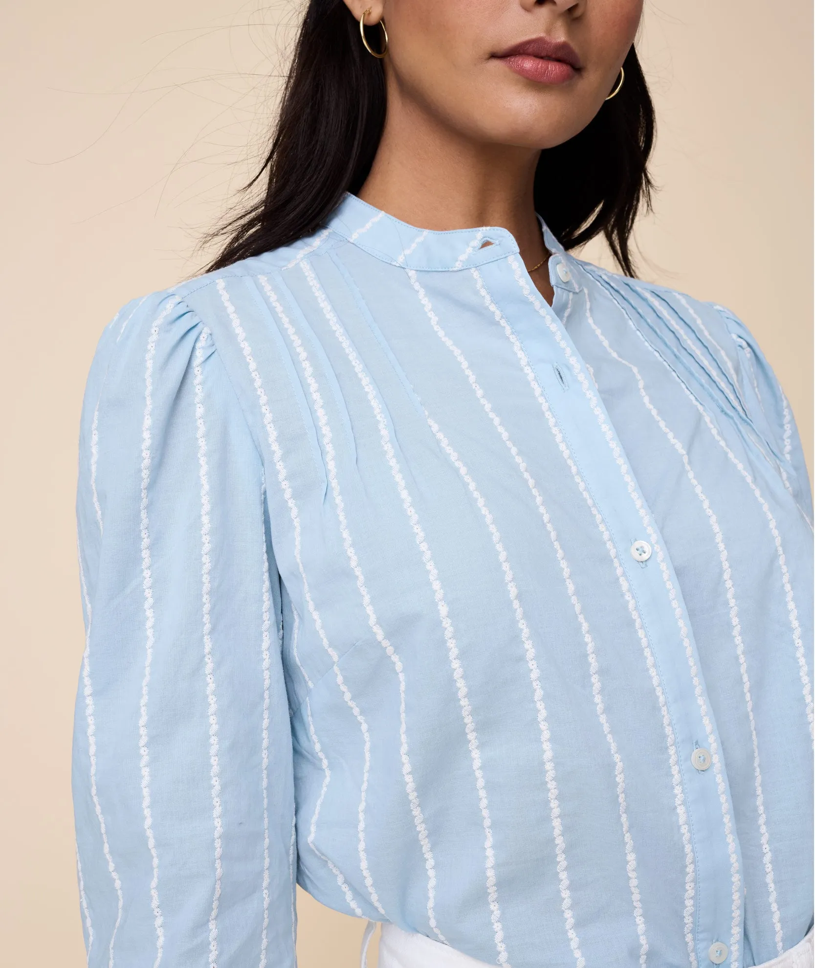 Cotton Band Collar Jocelyn Shirt