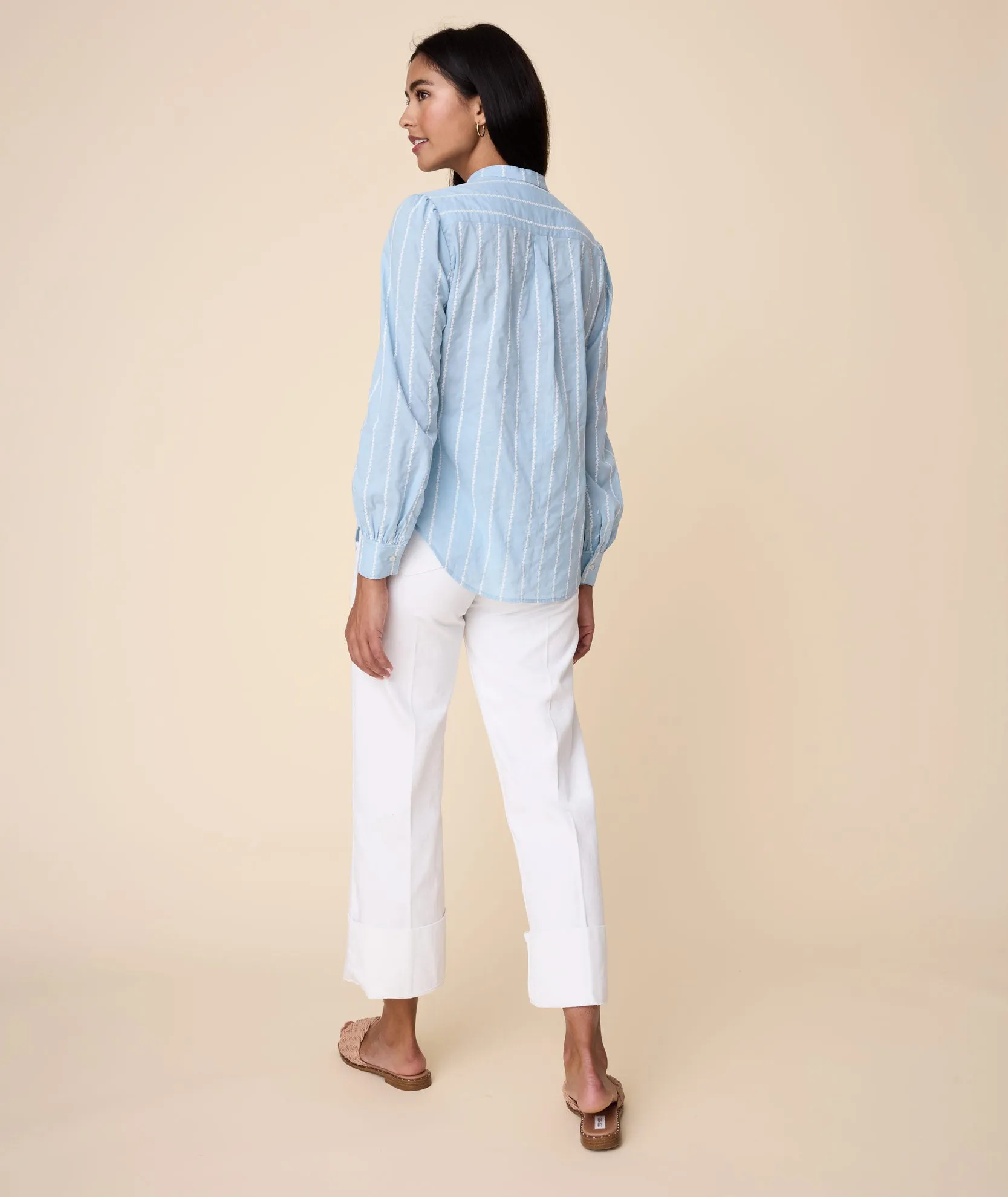 Cotton Band Collar Jocelyn Shirt