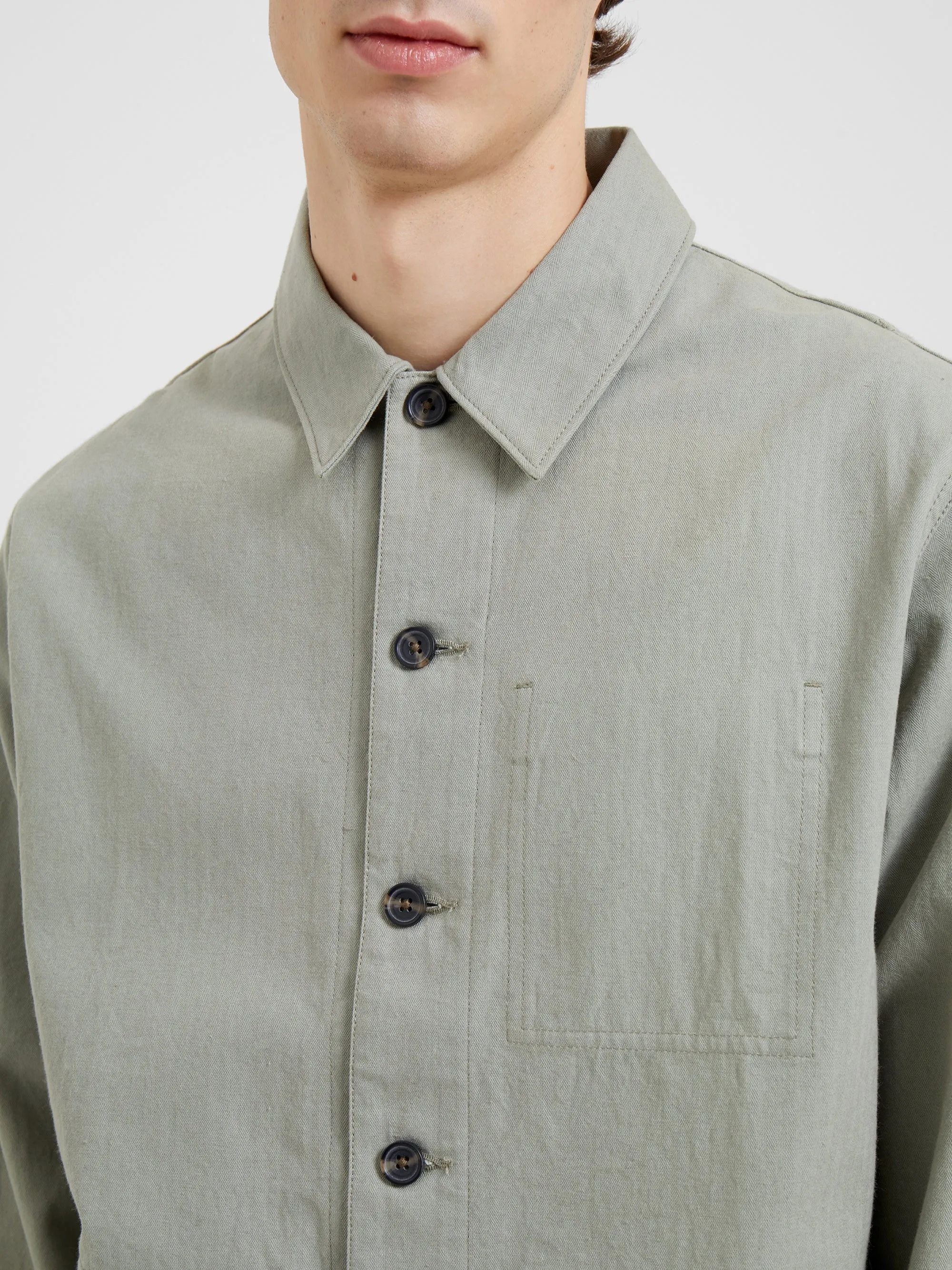 Cotton Herringbone Chore Overshirt