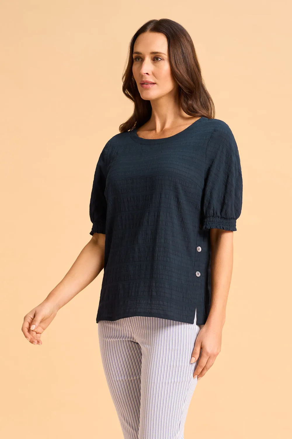 Crinkle Cotton Top - Ink