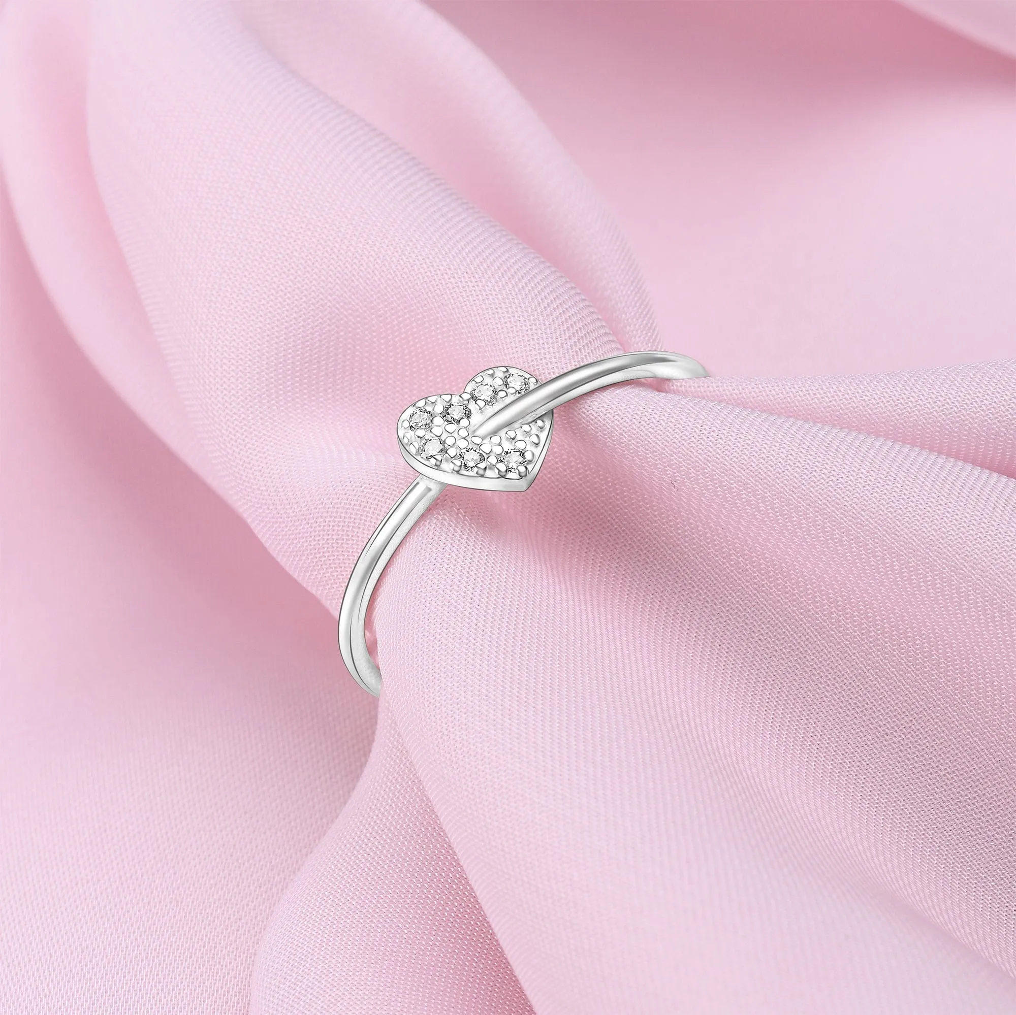 Cupid Arrow Heart Ring Stackable