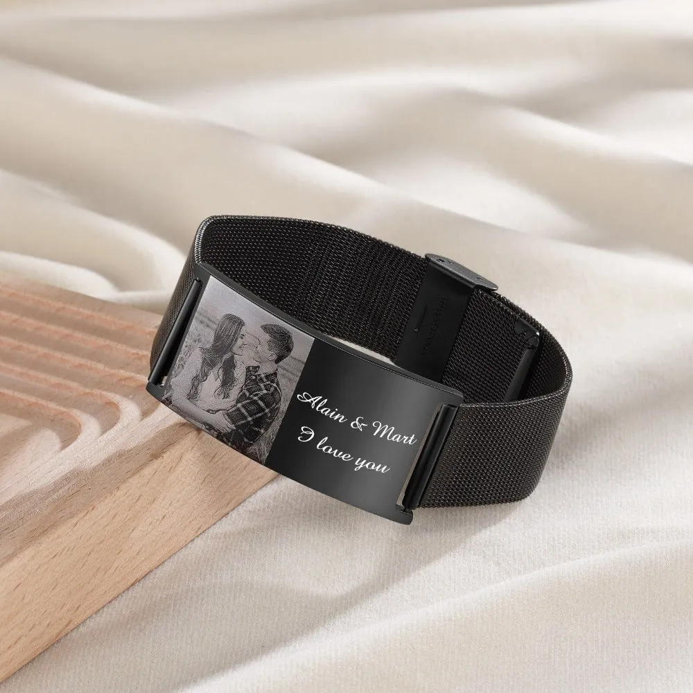 Customized Photo Engraving Bracelet For Men