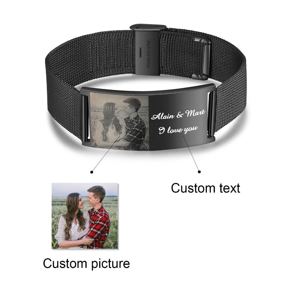 Customized Photo Engraving Bracelet For Men