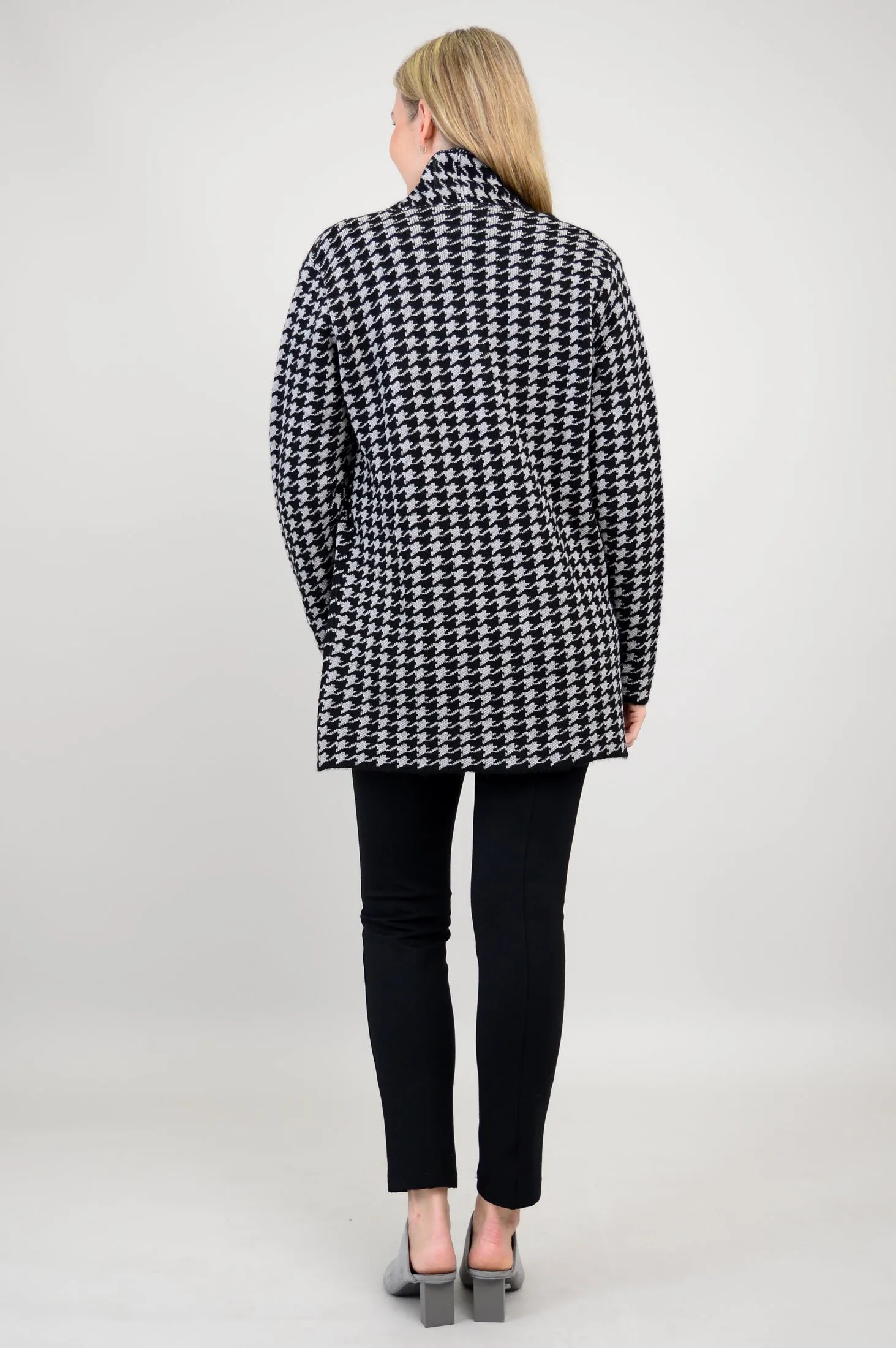 Dakota Cardigan, Houndstooth, Cotton Wool